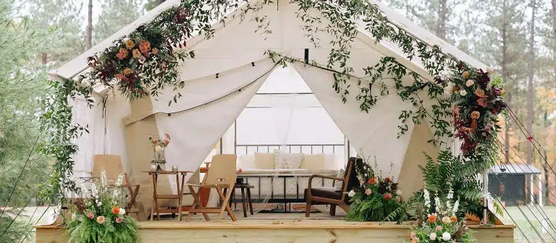 McLean Lake at Camp Elsewhere in Waupaca.|A wooden bridge at Camp Elsewhere in Waupaca