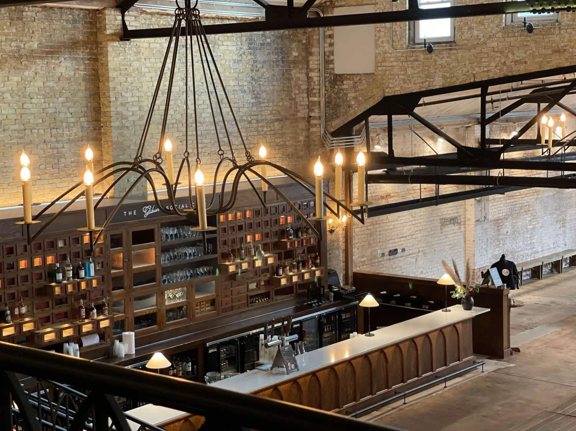 The bar from above at the Gibson Social Club
