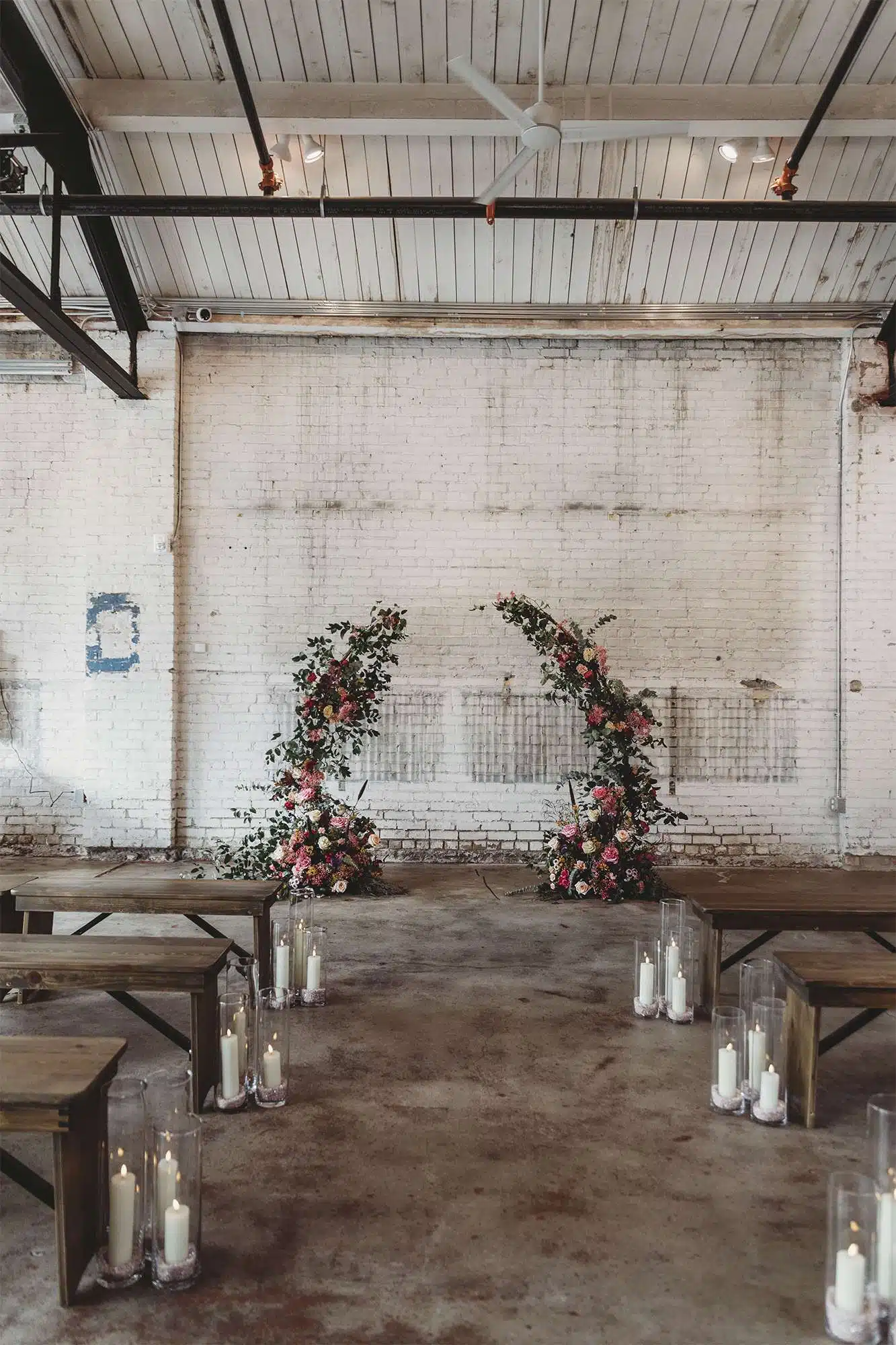 Wedding ceremony set up at the Gibson Social Club in Oshkosh, WI
