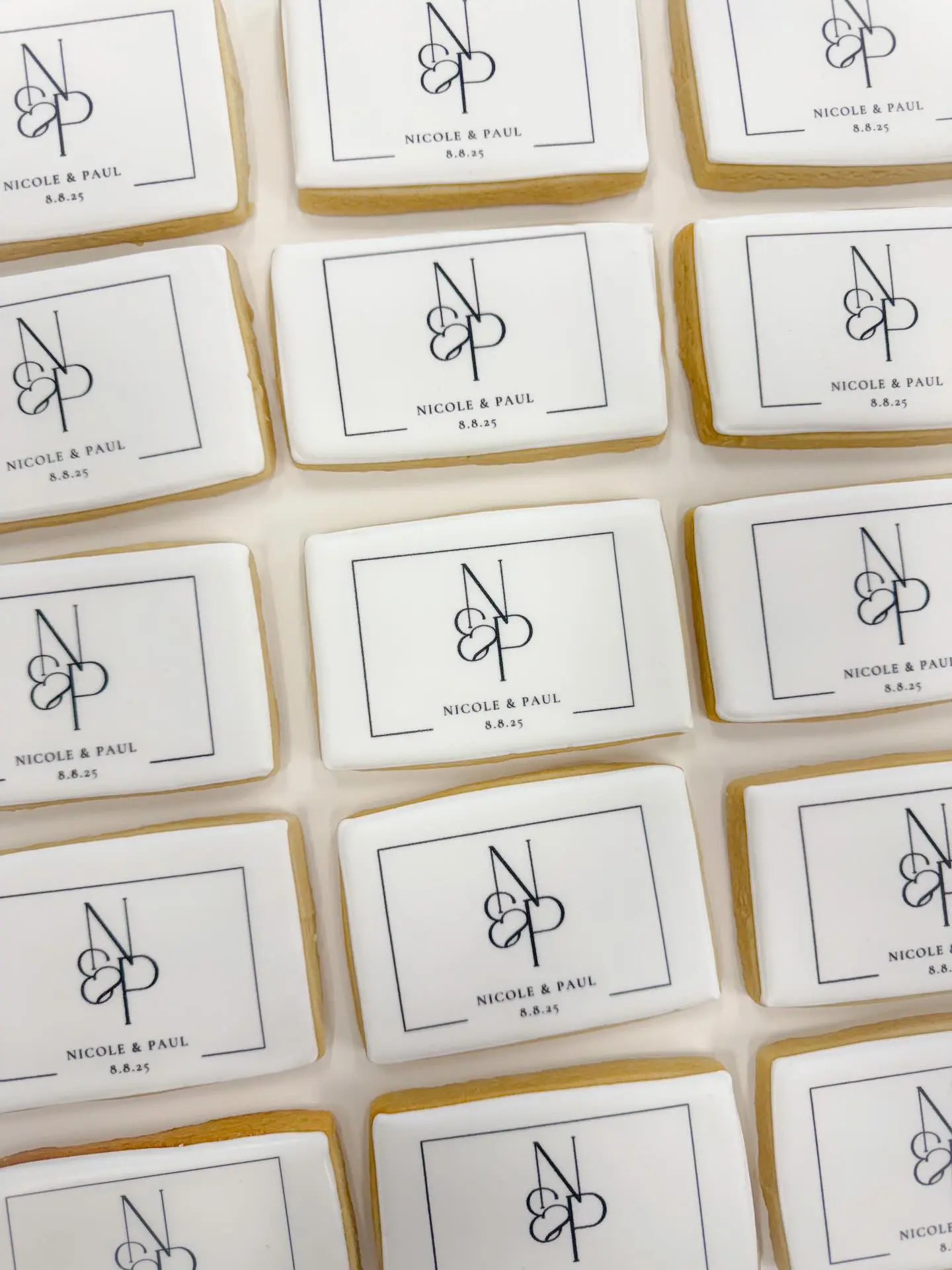 Custom cookies for a wedding favor created by Green Bay Cookie Co.