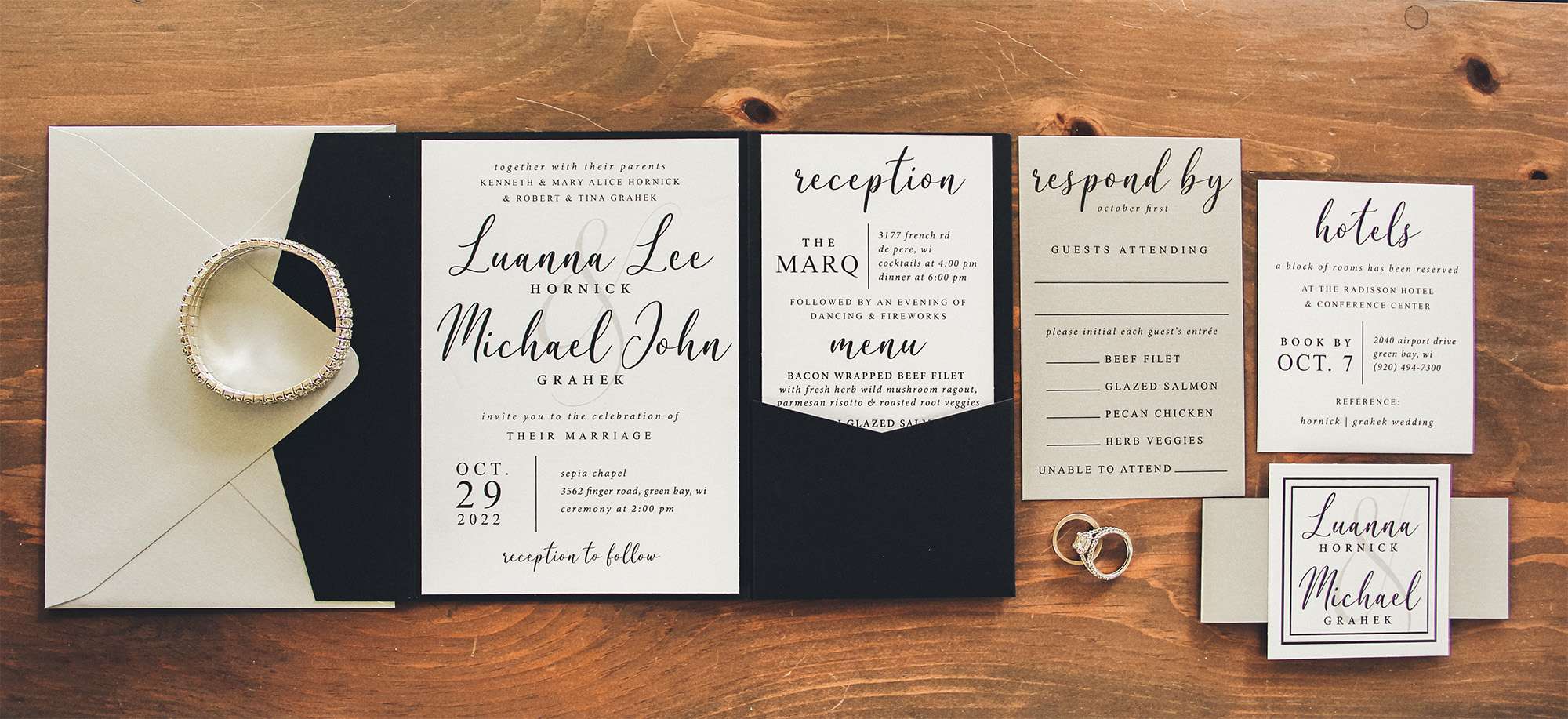 Beautiful pocket invitation suite by L.designs.