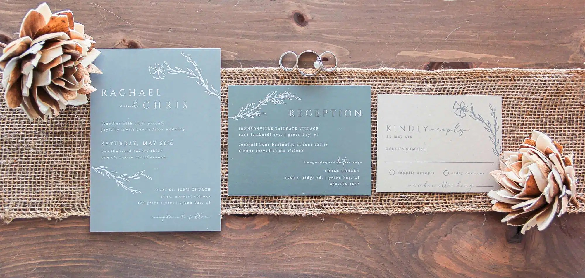 Simple Botanical design wedding invitation from L.Designs.