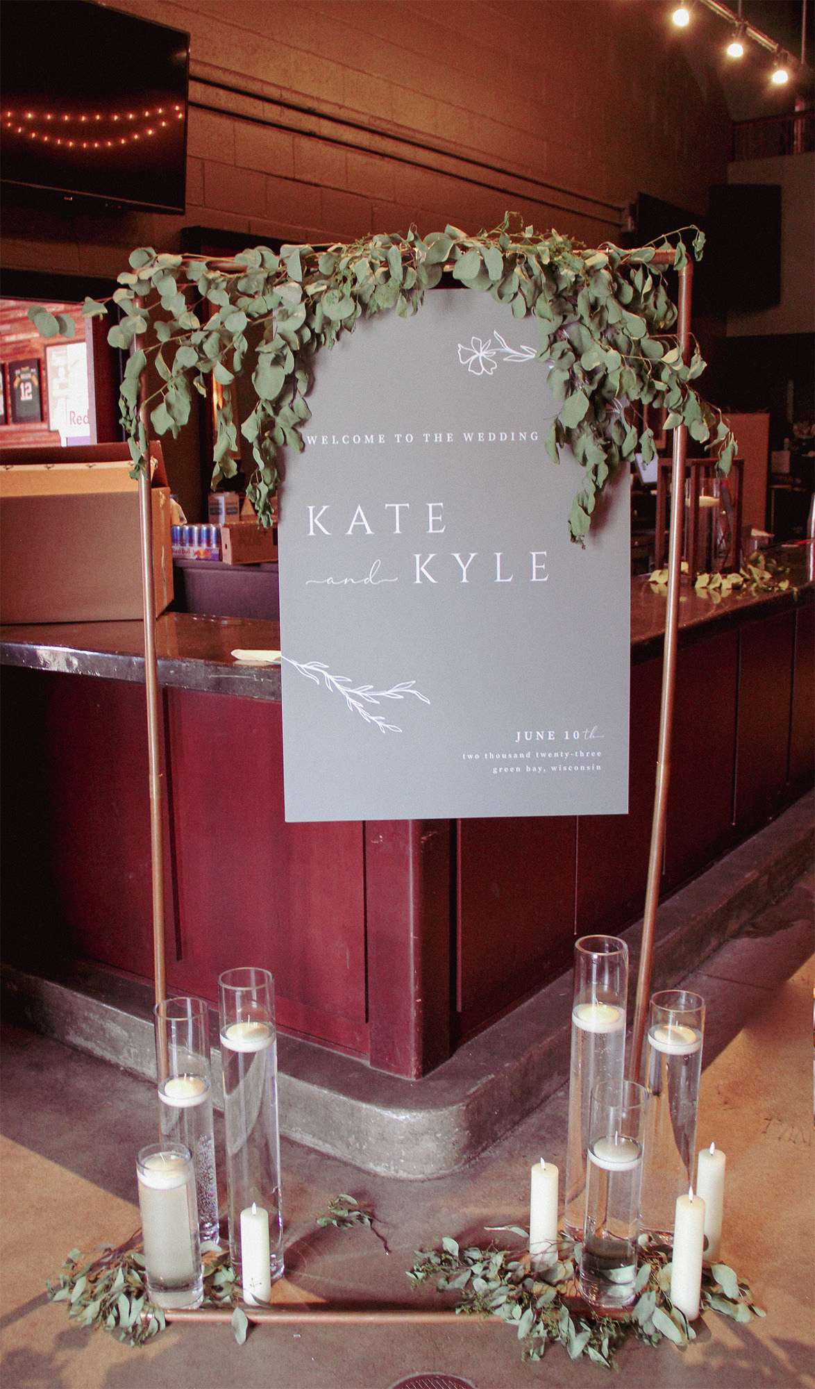 Welcome to the Wedding of Kate & Kyle sign.