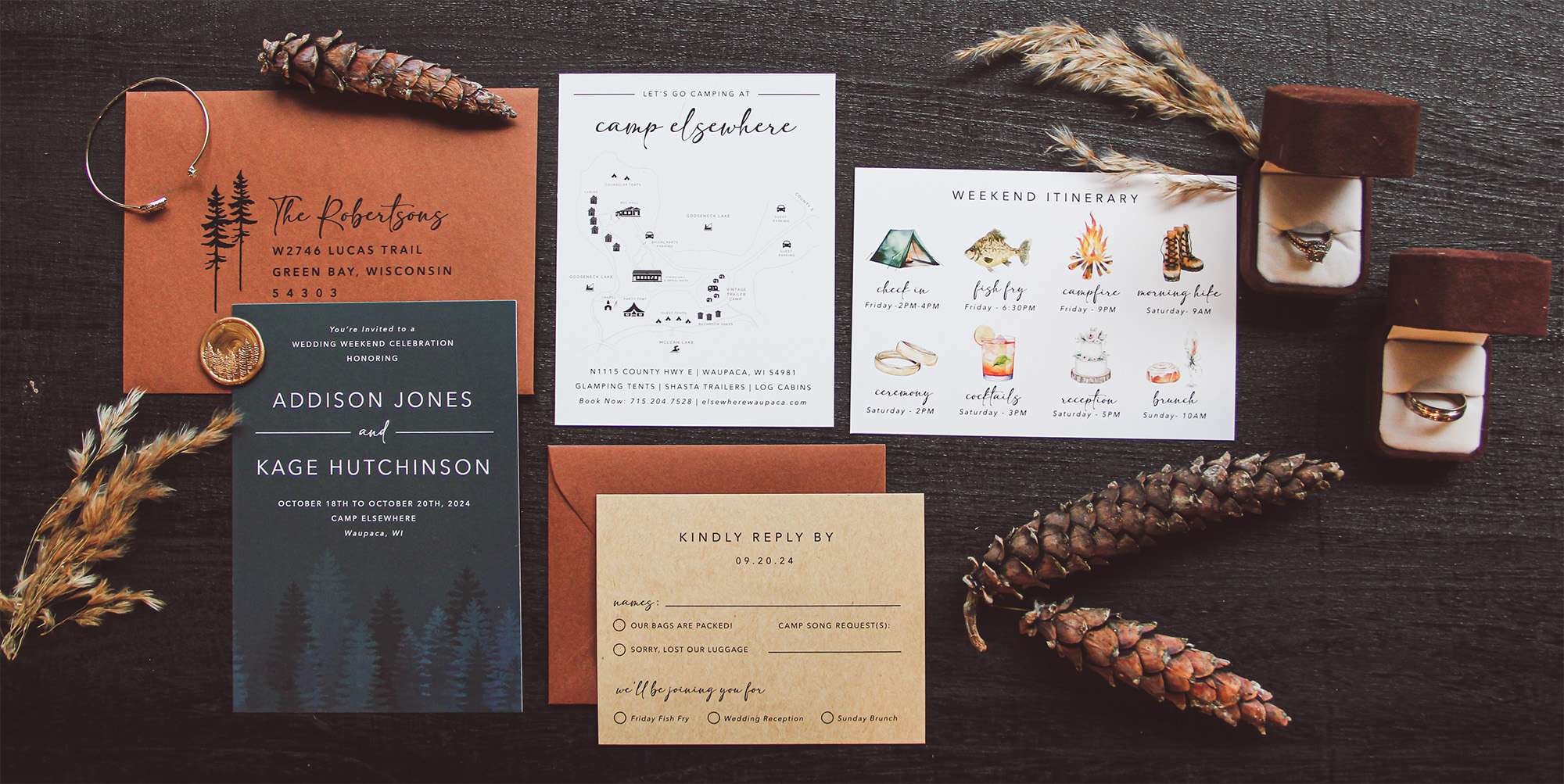 Moody Forest wedding invitation suite by L.designs.