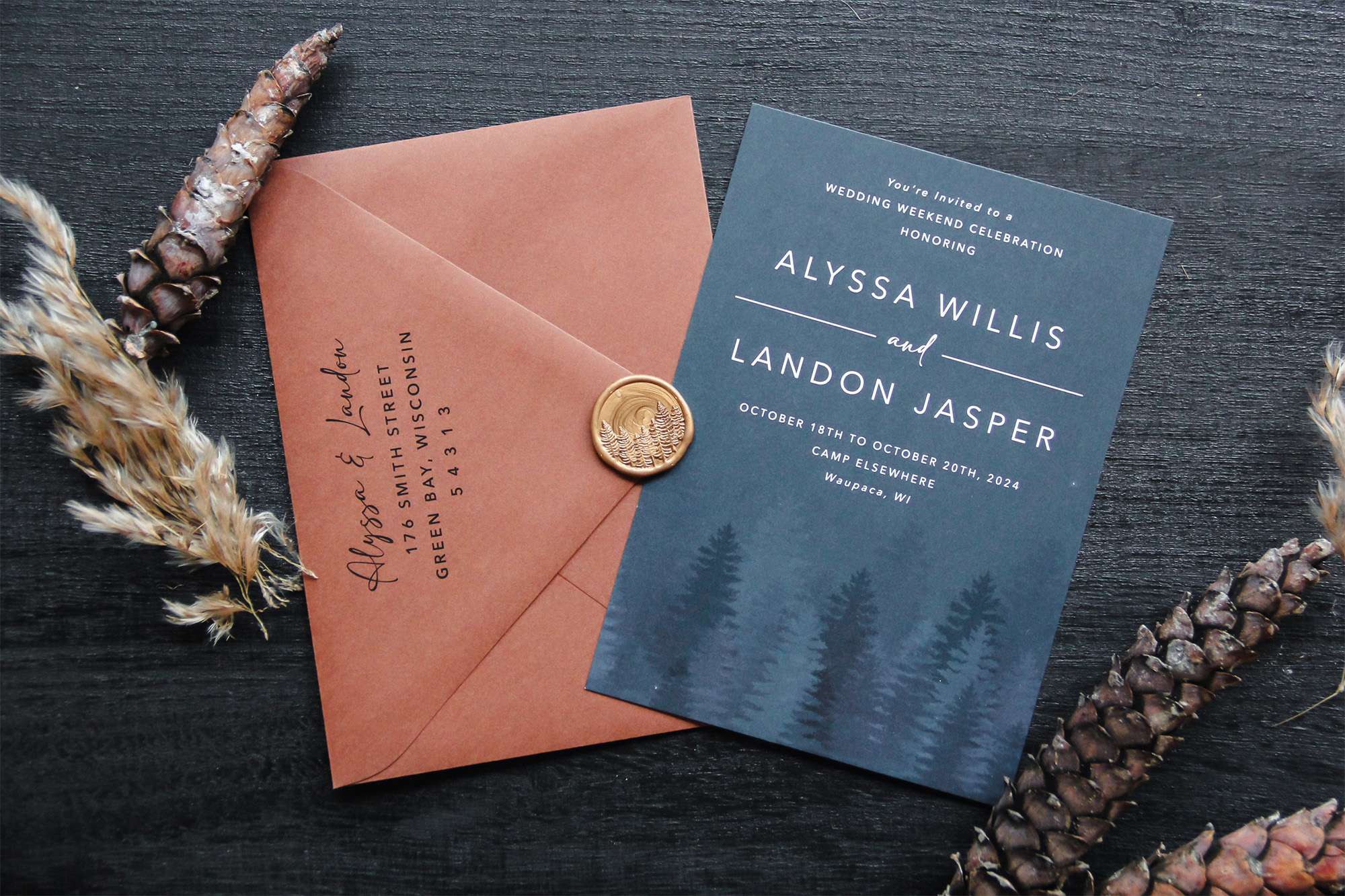 Rustic wilderness wedding invitation by L.designs