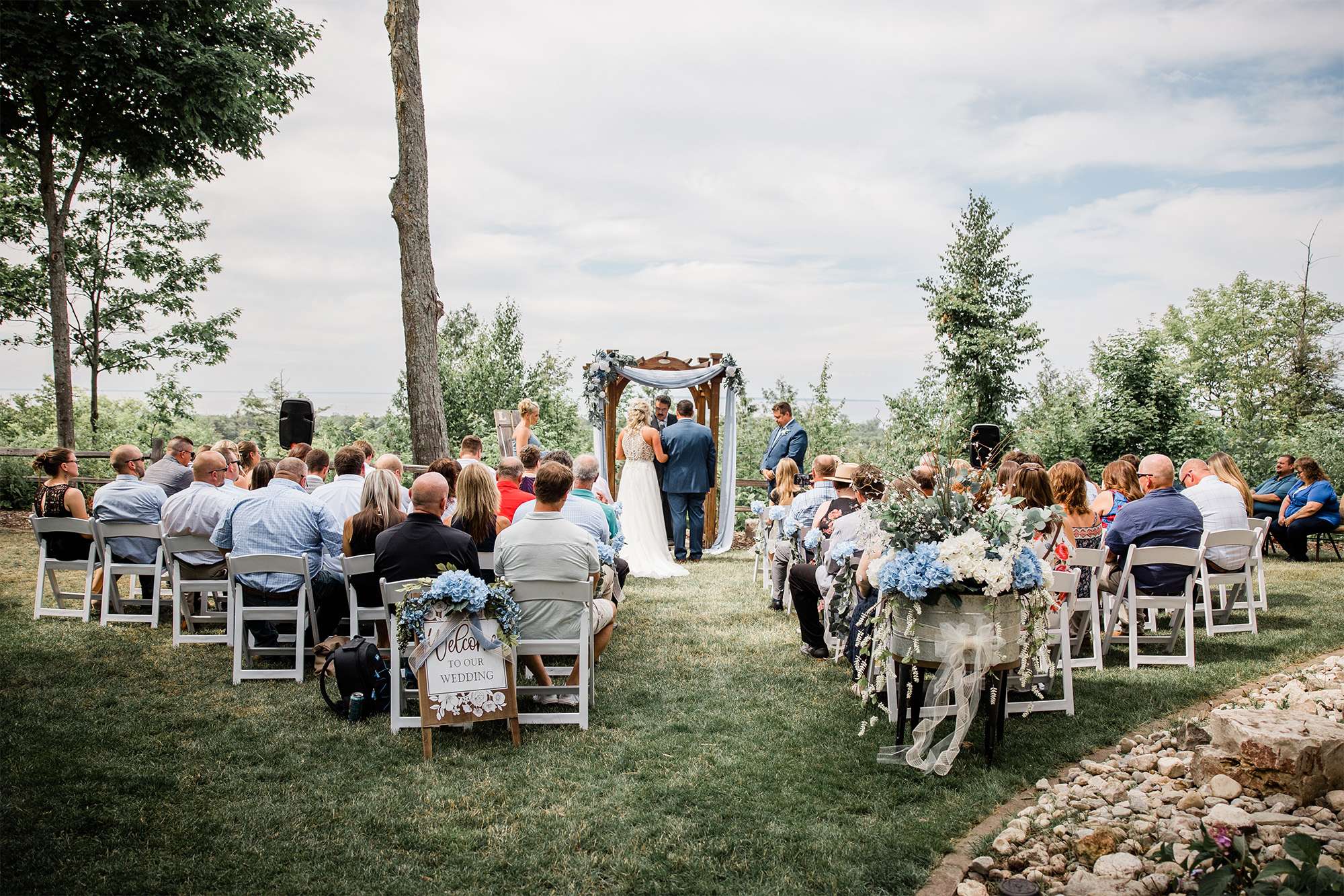 Beautiful outdoor wedding ceremony at the Landmark Resort in Door County