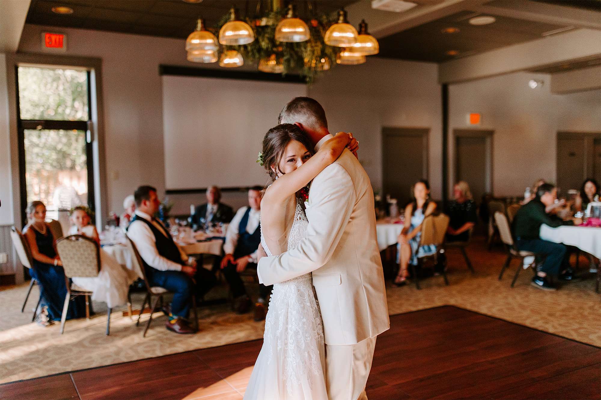 Bride and groom's first dance at their Landmark Resort wedding reception.