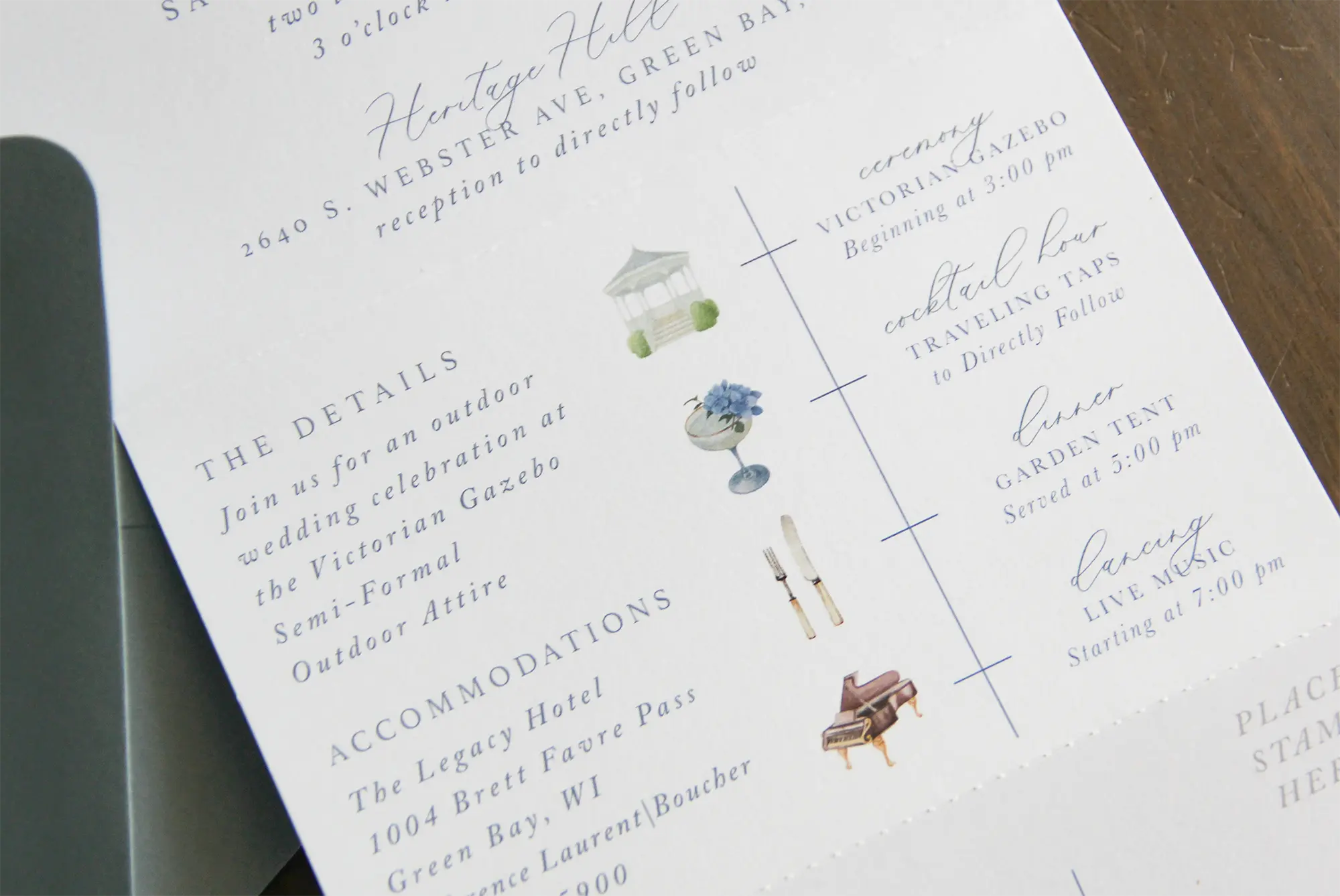 Watercolor details section of wedding invitation by L. designs Invitations & Custom Designs
