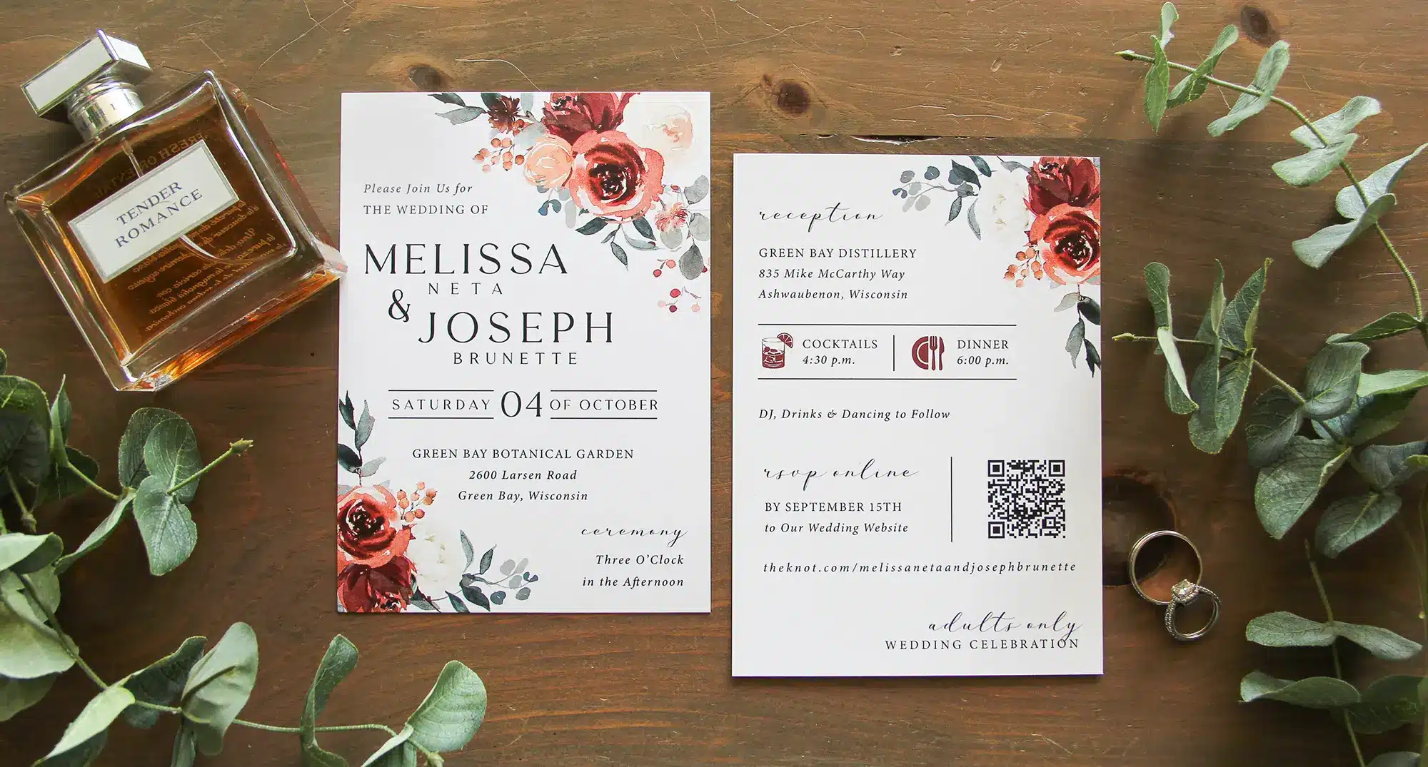 Boho fall floral wedding invite by L. Designs