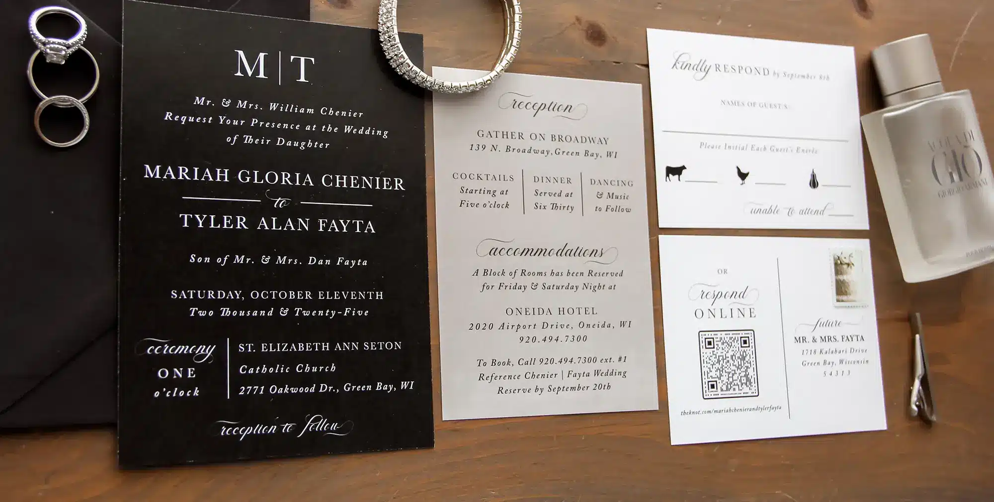 Classic black and white invitations