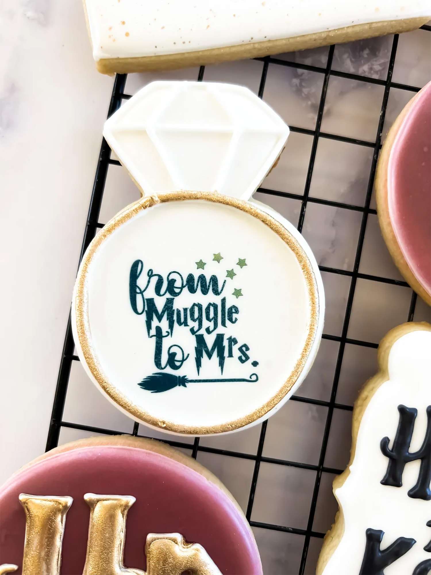 From Muggle to Mrs. diamond ring cookies from The Green Bay Cookie Co