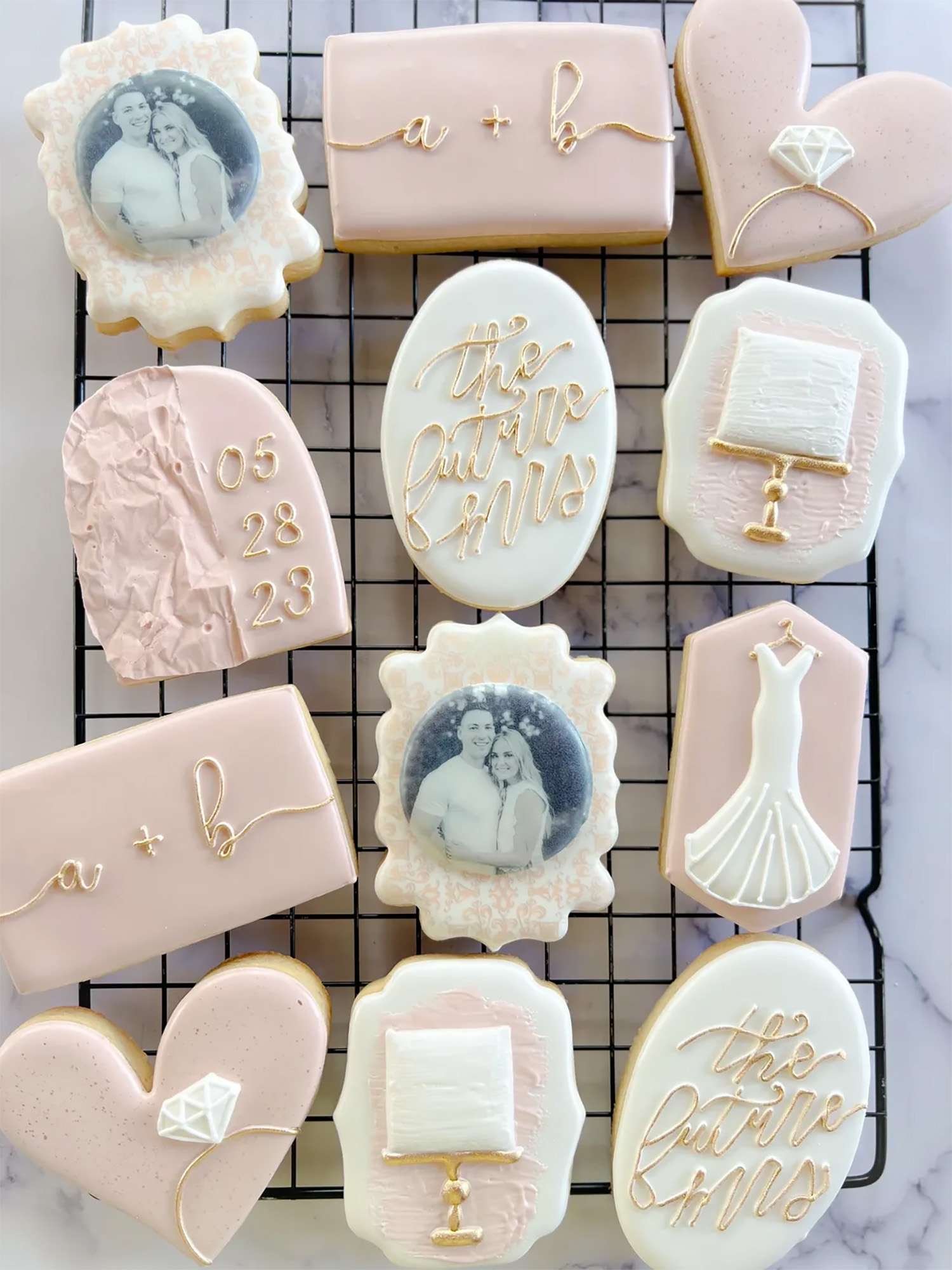 Beautiful hand decorated Bridal shower sugar cookies by The Green Bay Cookie Co.