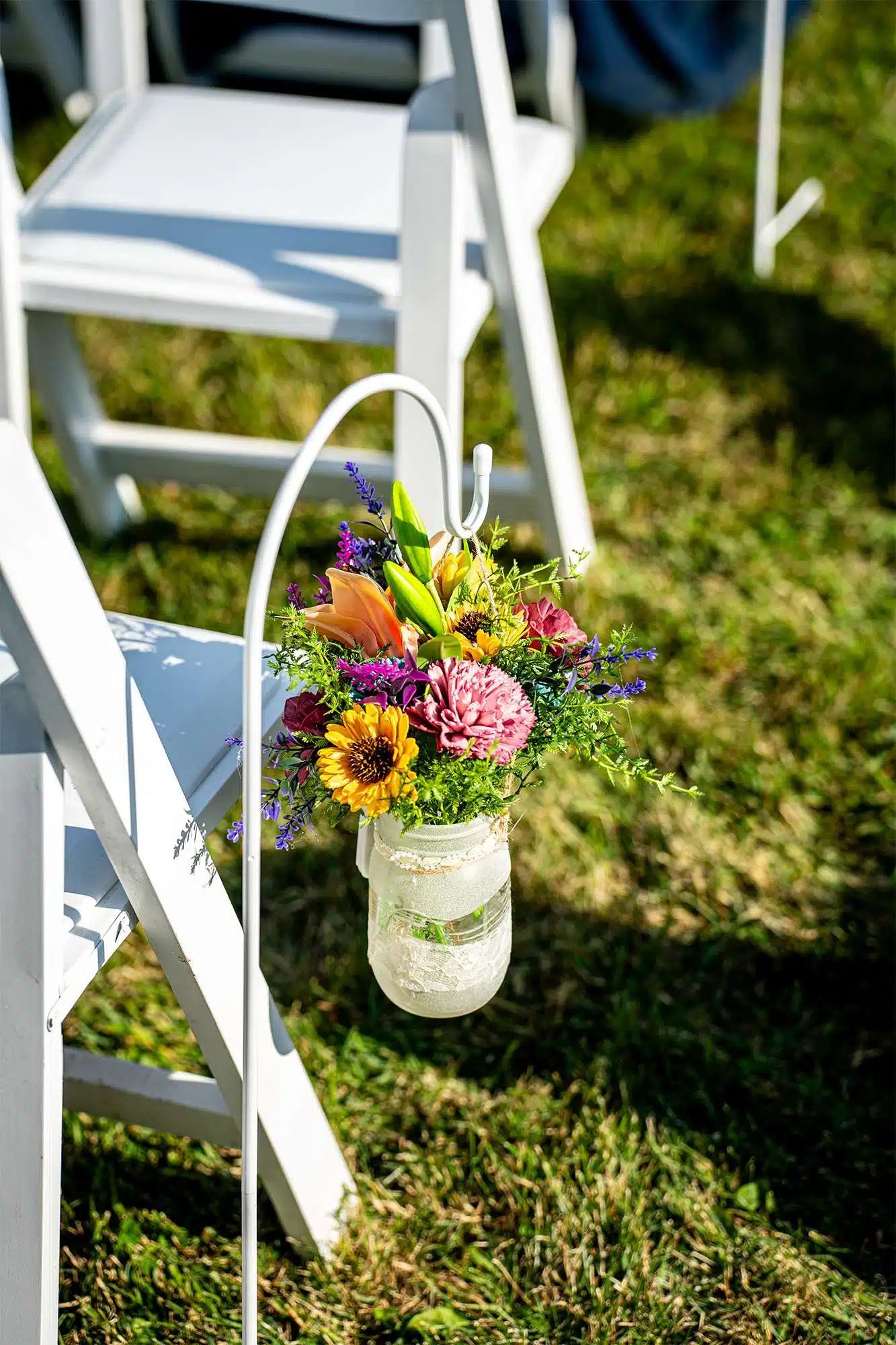 Flowers at the ceremony created by Groom's Aunt
