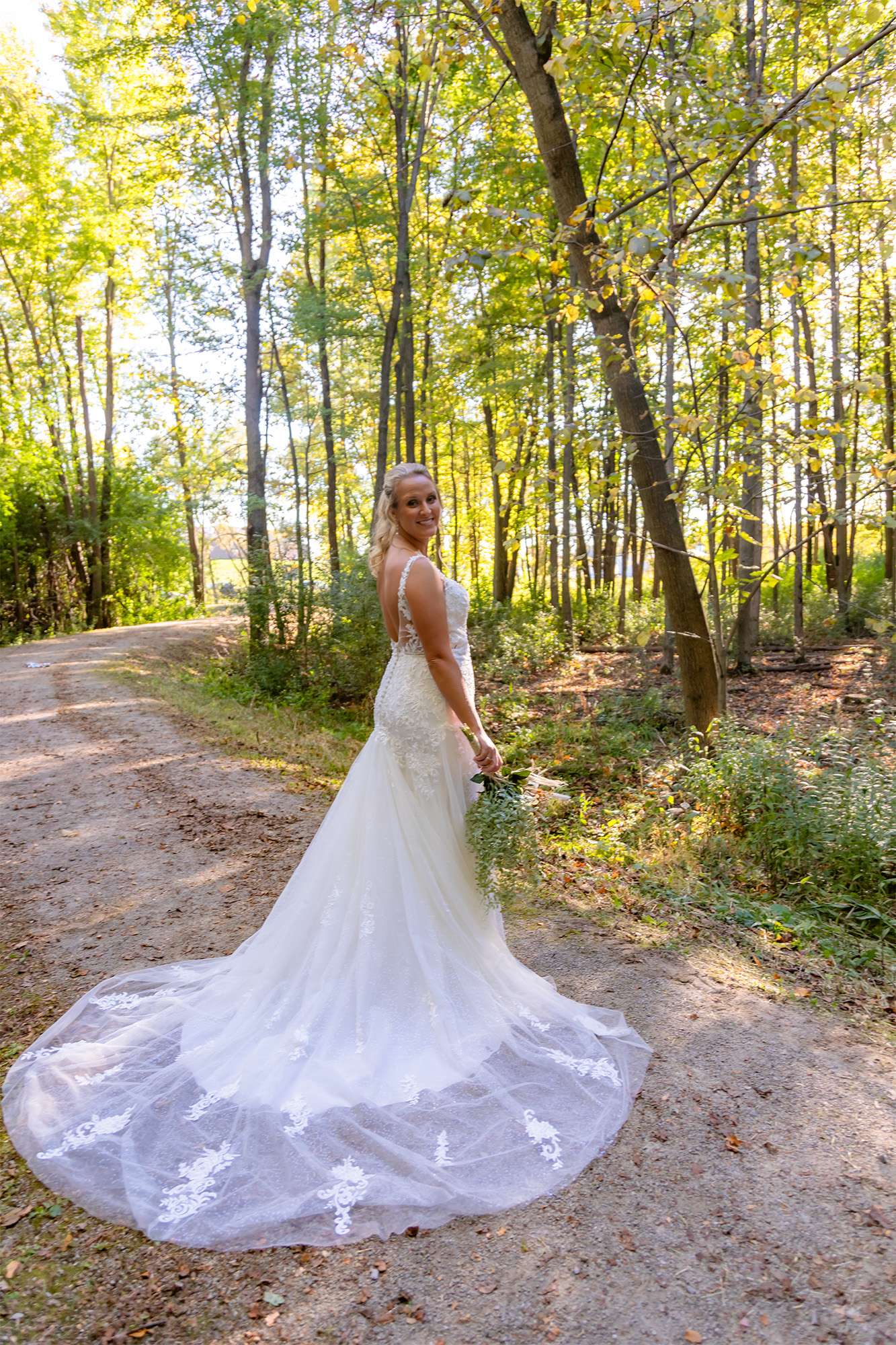 Bride on a trail by the Fox Club in Appleton, WI