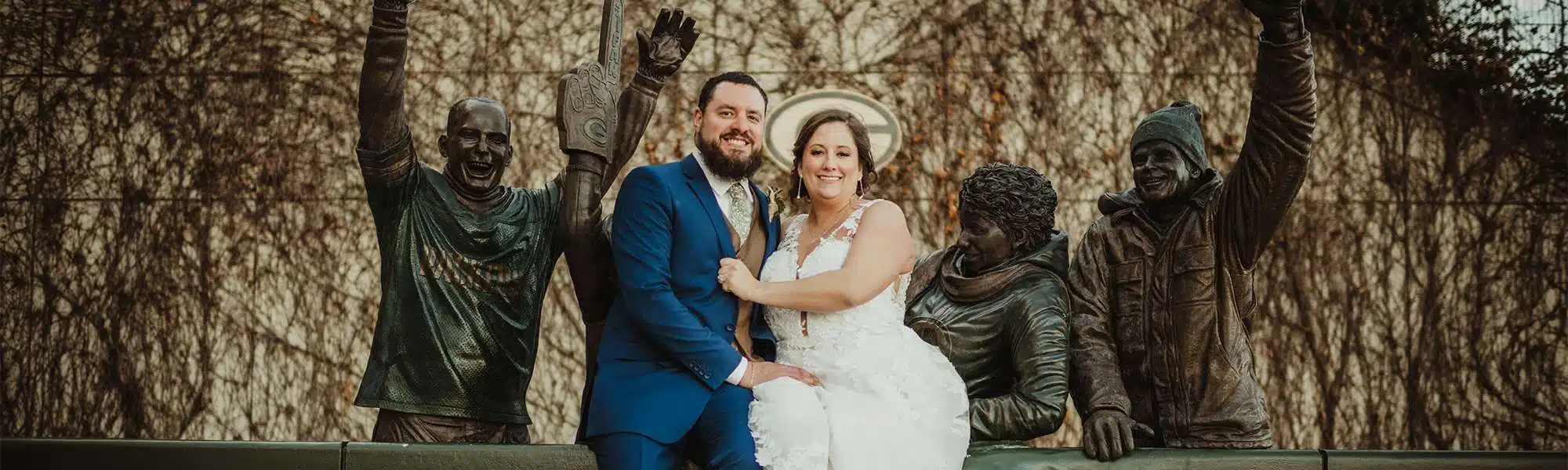 Travel Themed Stadium View Wedding in Green Bay