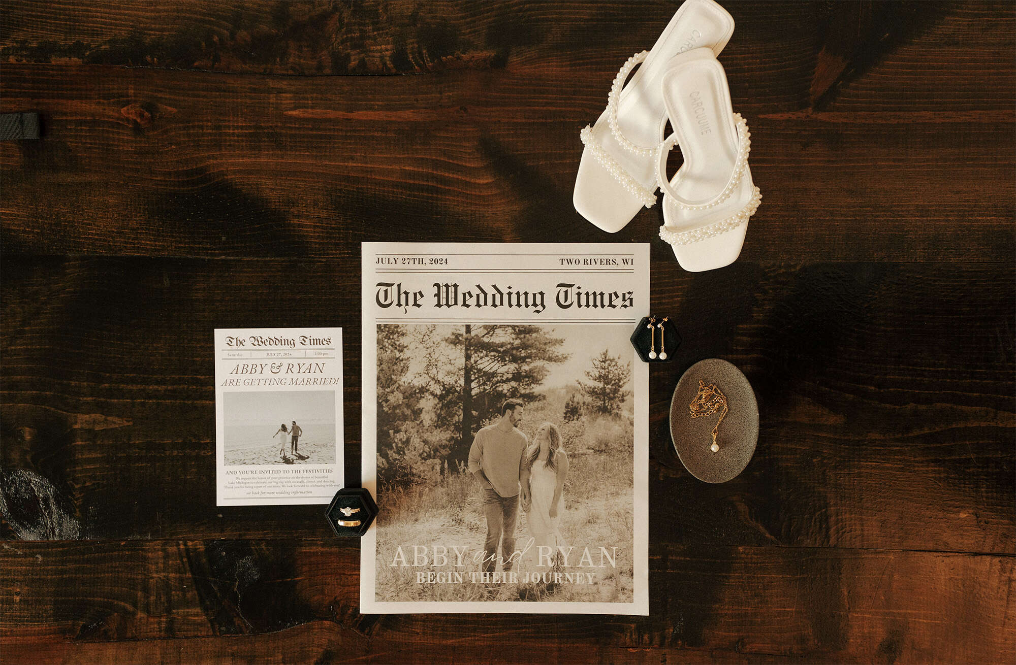 Newspaper program announcing the bride and groom and wedding party