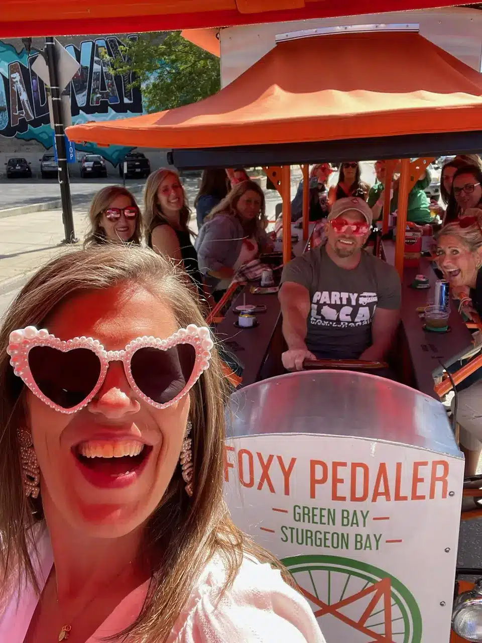 Green Bay bachelorette party on the Foxy Pedaler. Green Bay bachelorette party on the Foxy Pedaler.