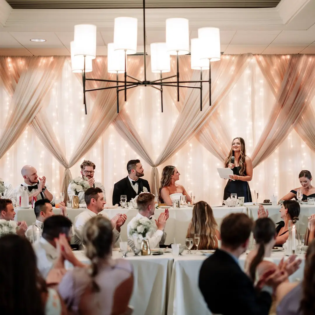 decorative chiffon drapery with lights by I Do Decorating & Rental Service