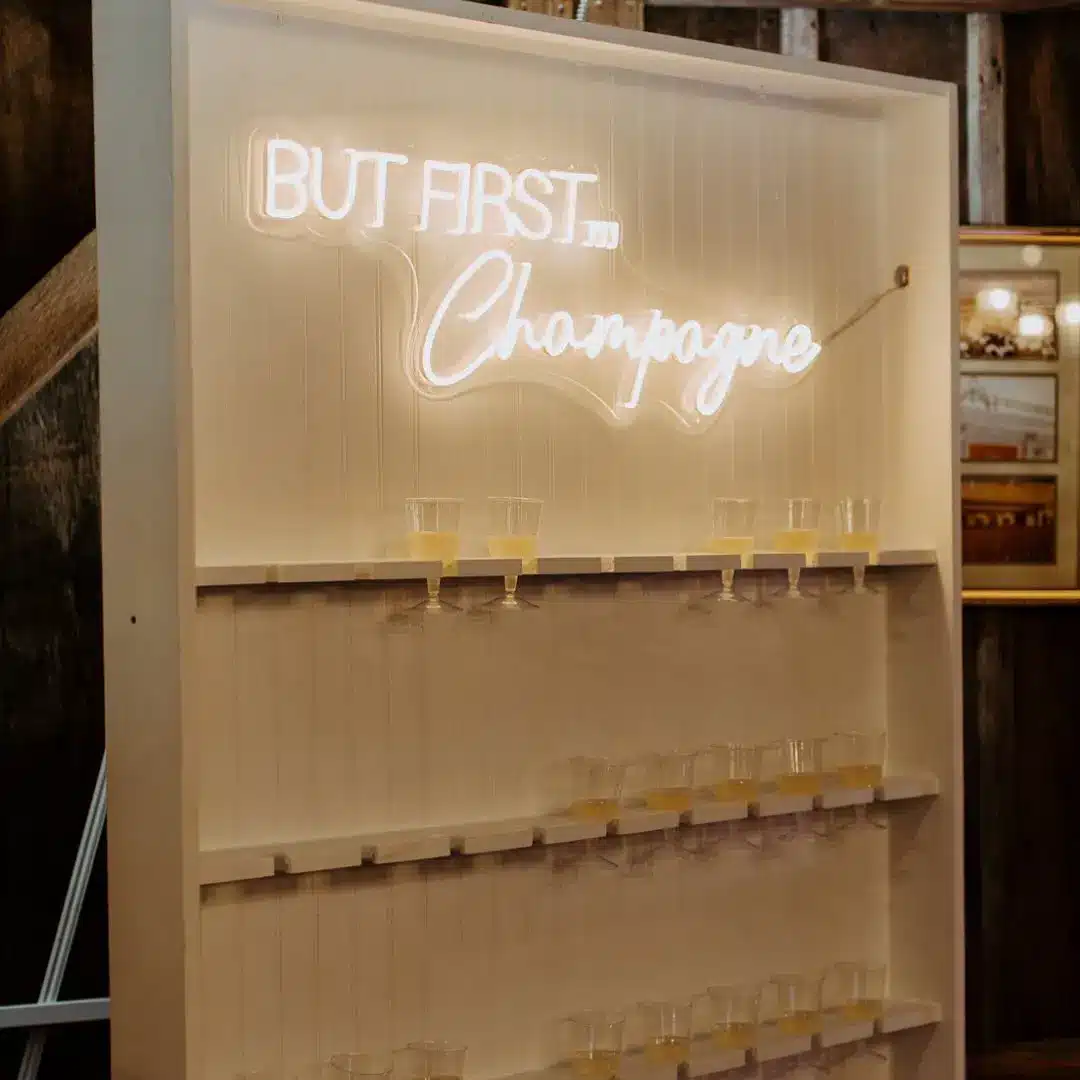 Champagne board with lighting by I Do Decorating & Rental Service