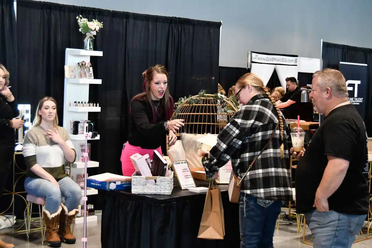 A beauty booth at the Wedding Show in Green Bay.