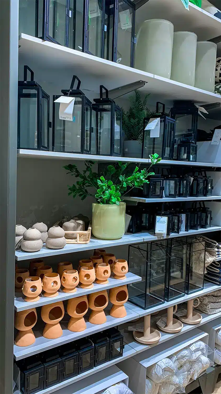 Outdoor decor on store shelves. Outdoor decor on store shelves.