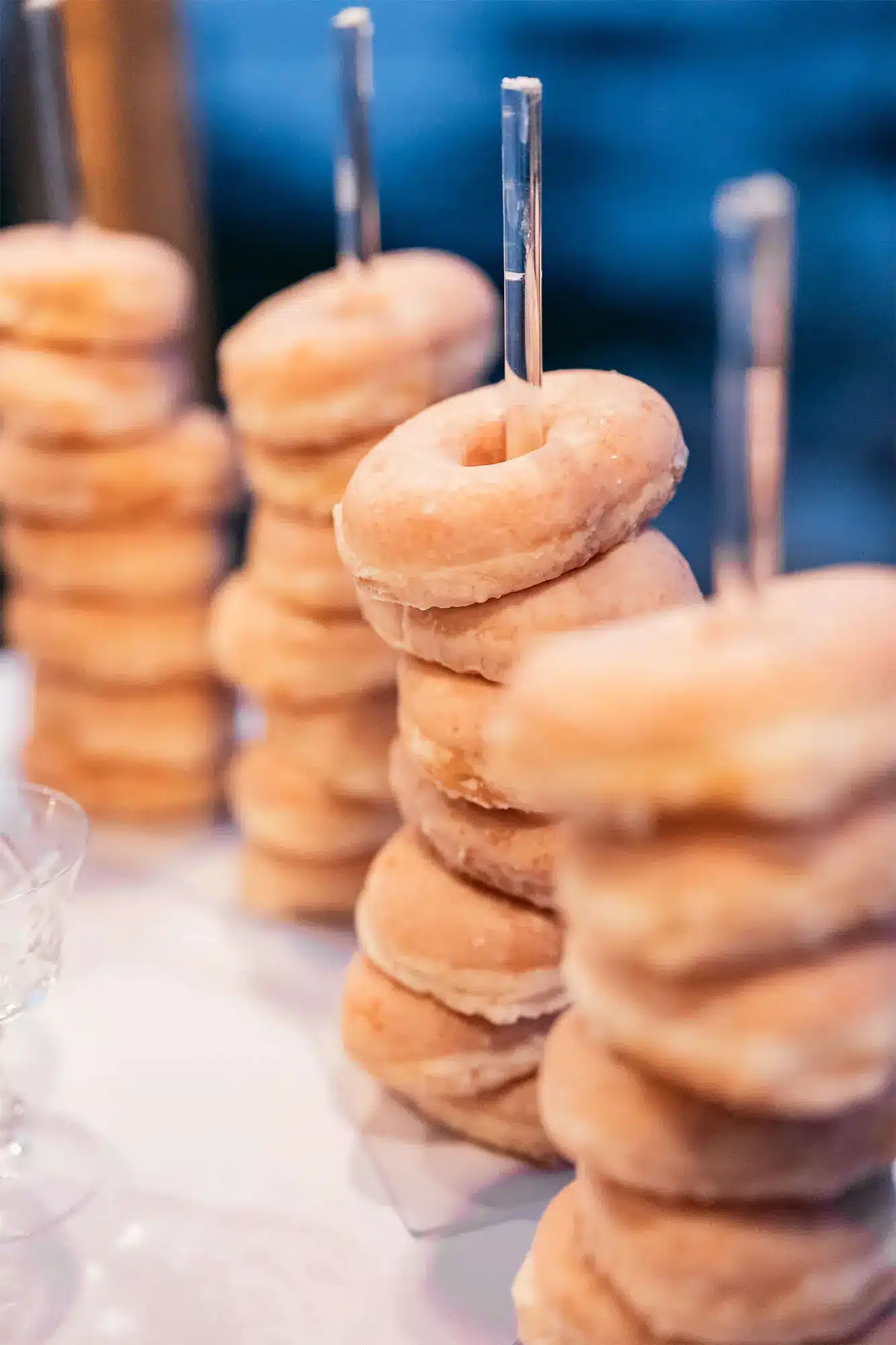 clintonville-lakeside-wedding-reception-82 Kwik Trip glazers stacked on acrylic posts