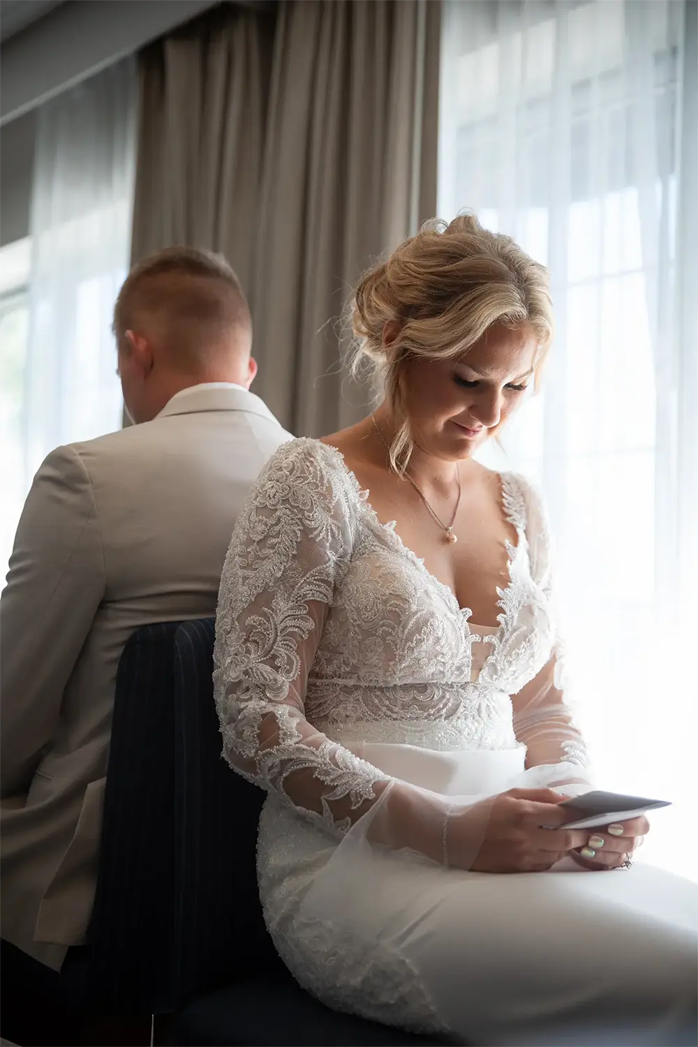 Kylie and Trevor have a private vow reading before their ceremony. Kylie and Trevor have a private vow reading before their ceremony.