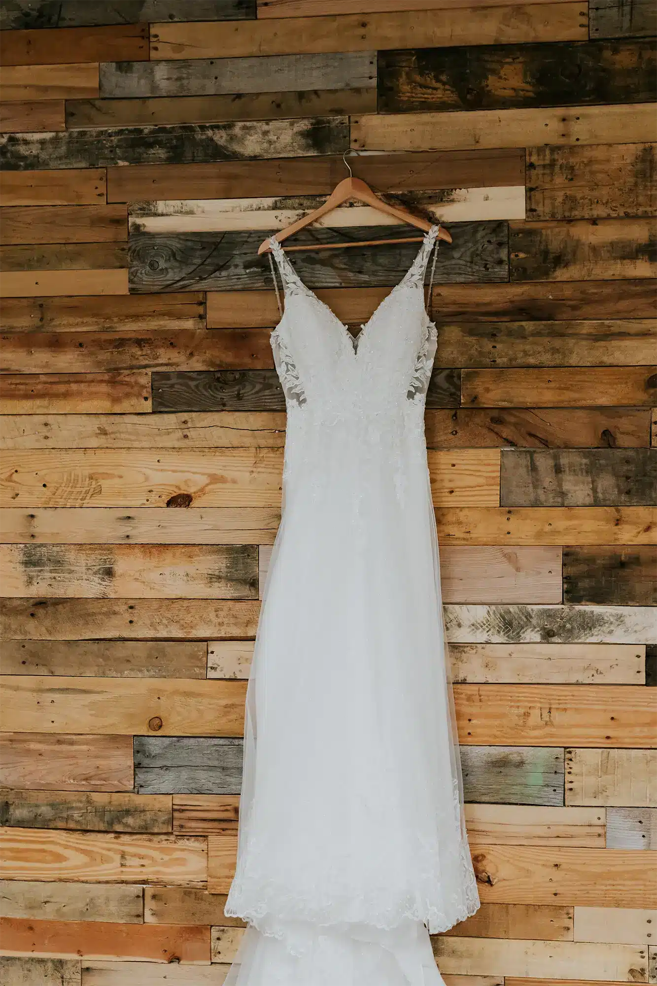 Wedding gown from Elaine’s Wedding and Event Center hanging at church. Wedding gown from Elaine's Wedding and Event Center hanging at church.
