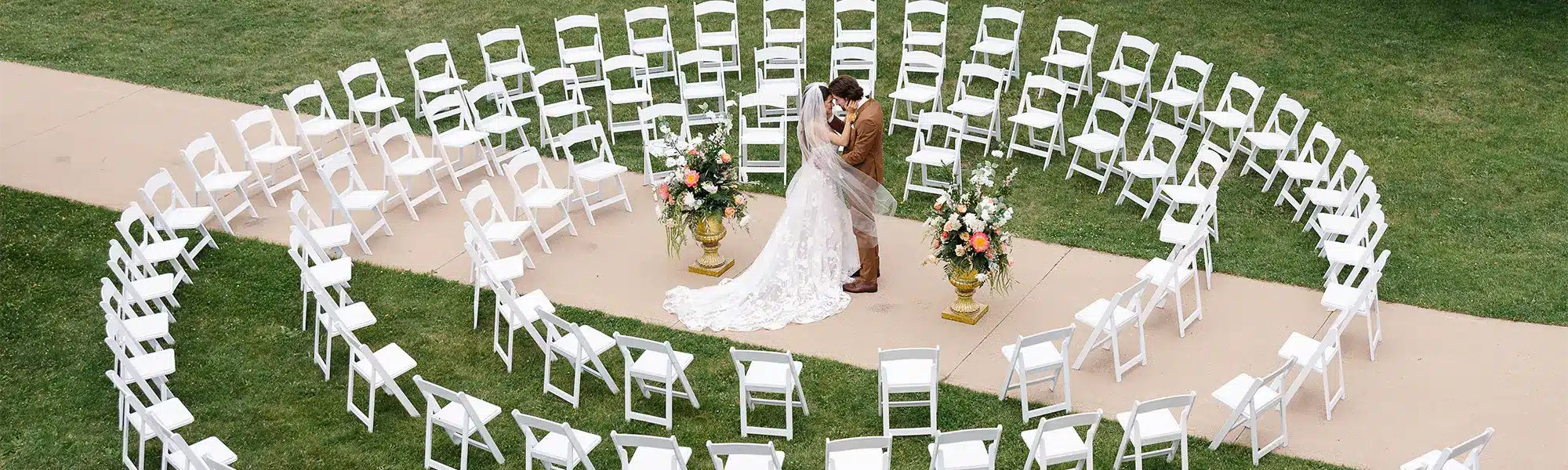 “Spiral ceremony seating outside the Moravian Chapel at Heritage Hill.