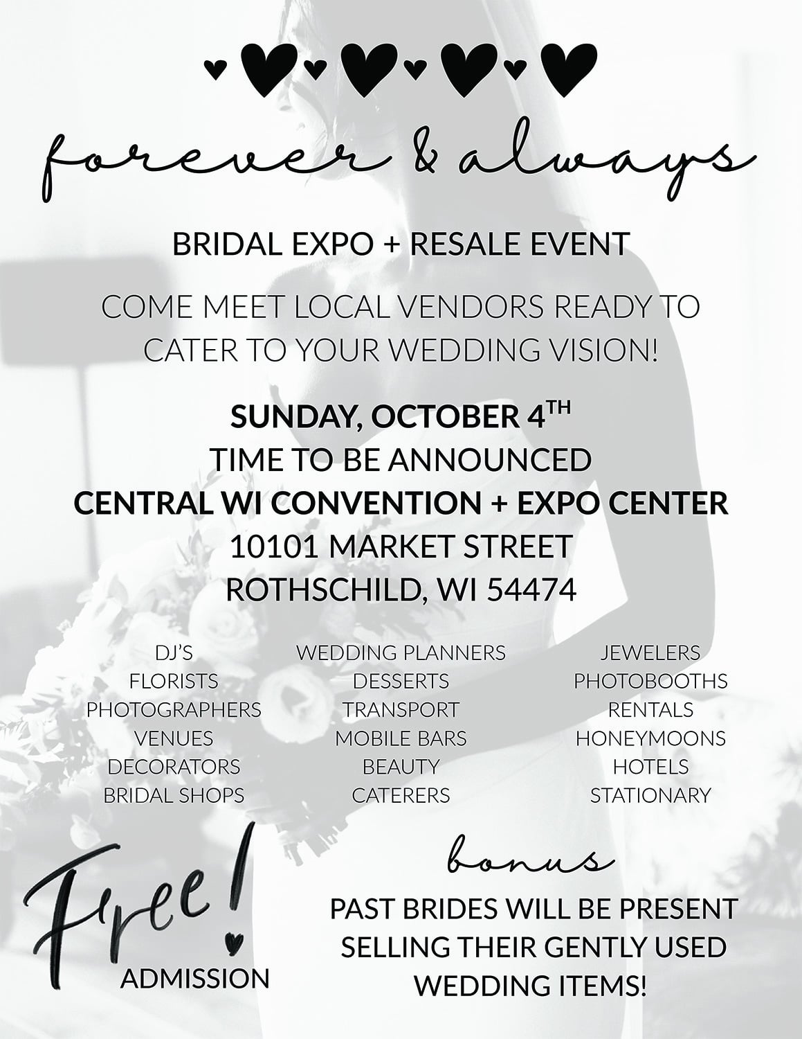 Fall 2026 Forever and Always Bridal Expo at Central Wisconsin Convention & Expo Center in Rothschild